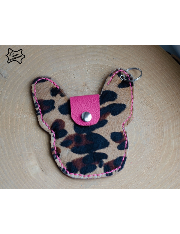 frenchie cheetah/fel roze houder